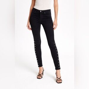 IRO Black Skinny Jeans with Side Button Accents